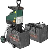 Gardebruk® Leisehäcksler 3100 W max. 44 mm Aststärke Elektrisch 2 x 60 L Auffangbeutel Gartenhäcksler...