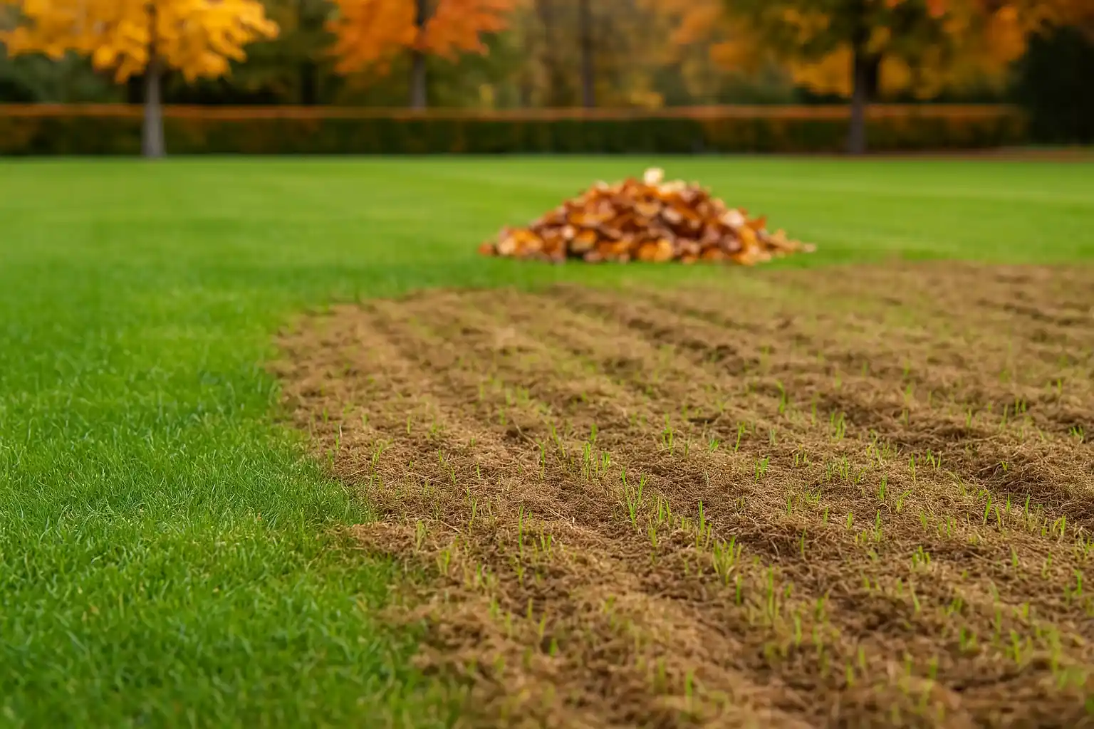 Rasen im Herbst vertikutieren und nachsäen